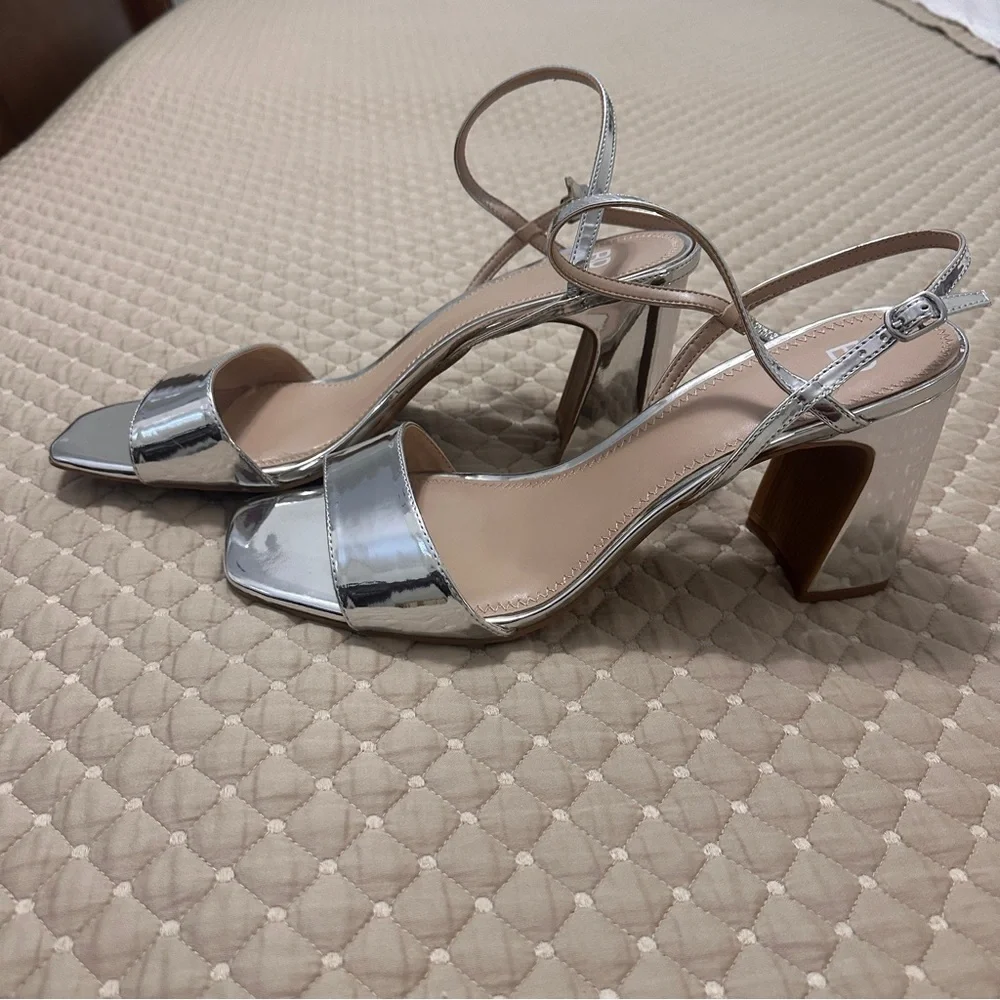 Silver Block Heel Sandals size 13M -used once! - Picture 2 of 7
